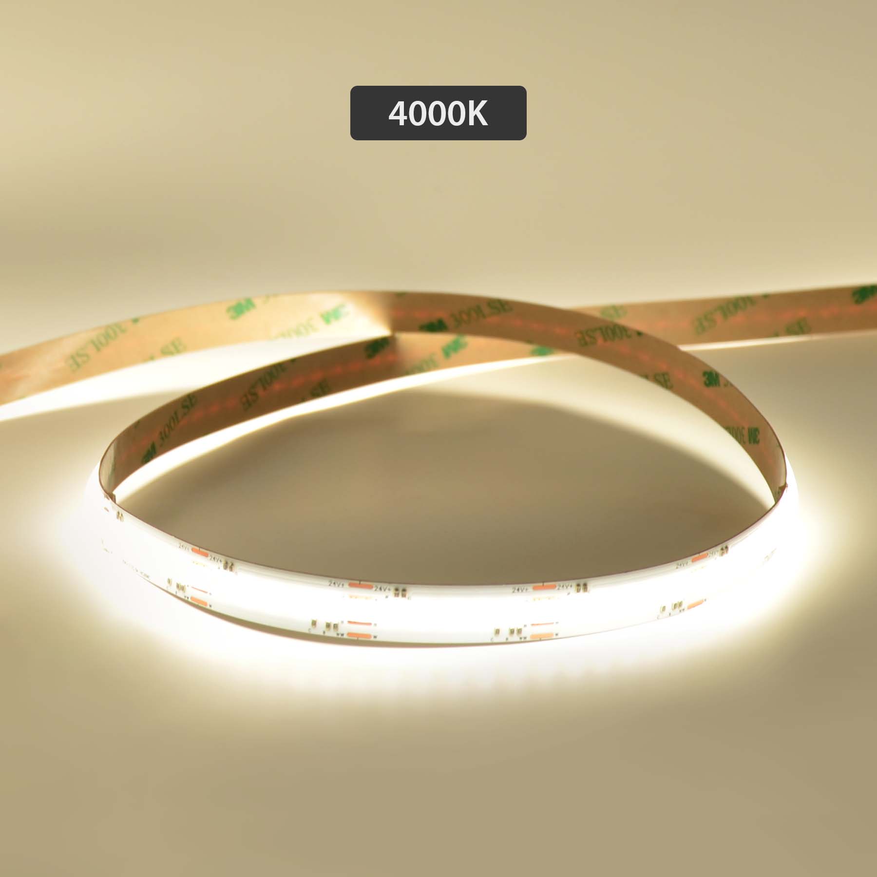  LED COB Strip Light, Seamless, 5M Reel, IP20, 24V, 12mm Wide, RGB+CCT