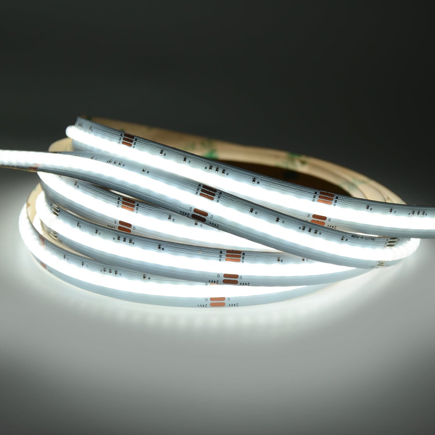  LED COB Strip Light, Seamless, 5M Reel, IP20, 24V, 12mm Wide, RGB+White