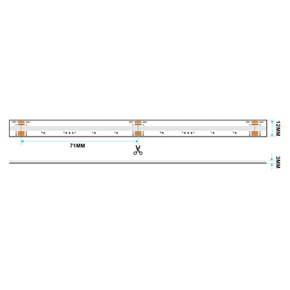  LED COB Strip Light, Seamless, 5M Reel, IP20, 24V, 12mm Wide, RGB+White