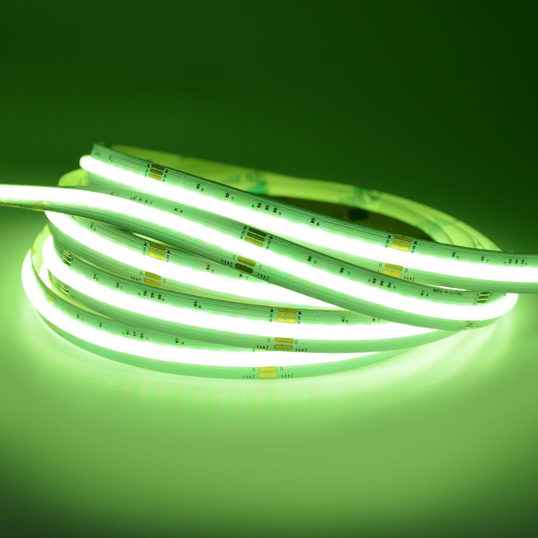  LED COB Strip Light, Seamless, 5M Reel, IP20, 24V, 12mm Wide, RGB+Warm White