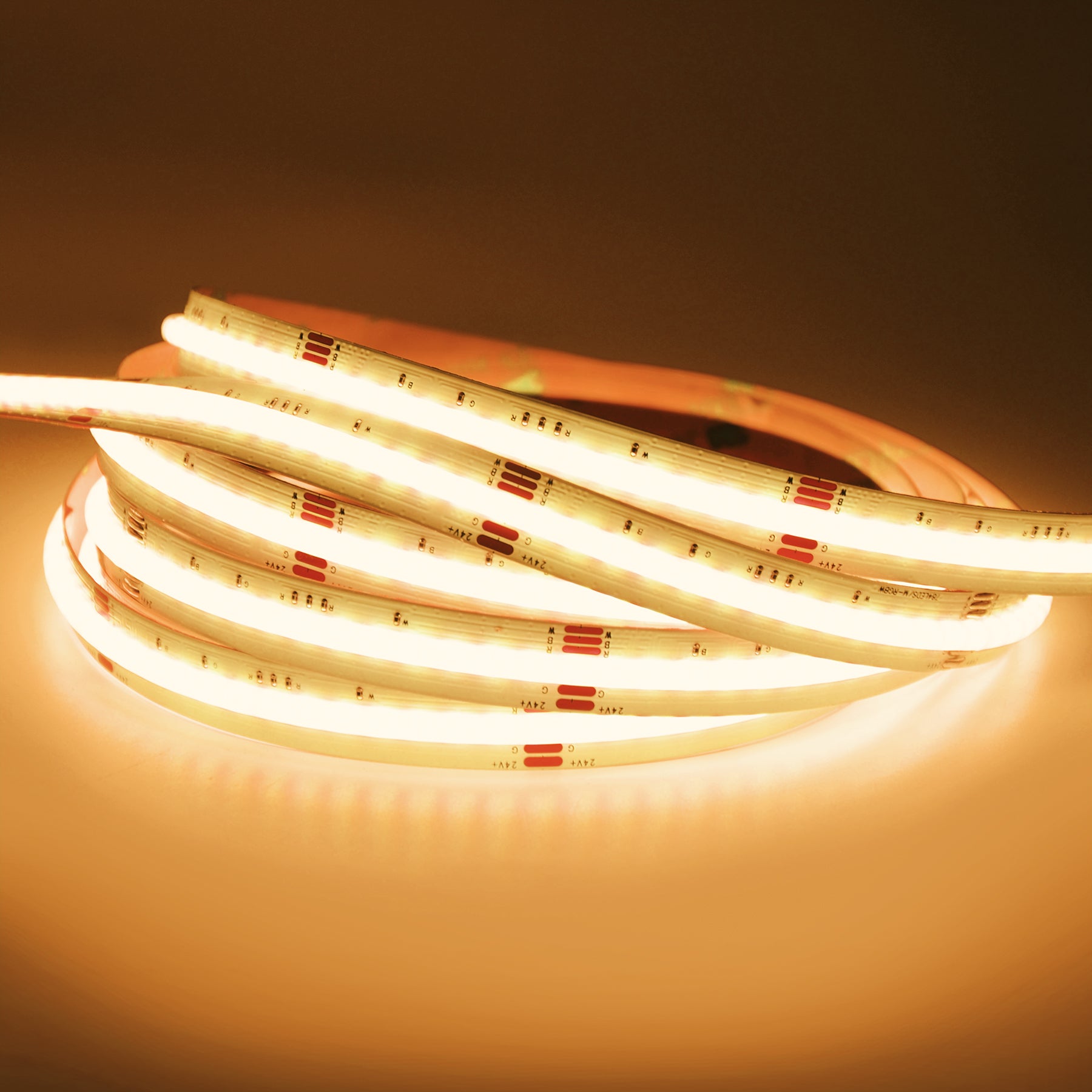  LED COB Strip Light, Seamless, 5M Reel, IP20, 24V, 12mm Wide, RGB+Warm White