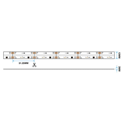  WS2811 SPI COB RGB LED Strip Light 24V – 5M Digital Addressable, IP20