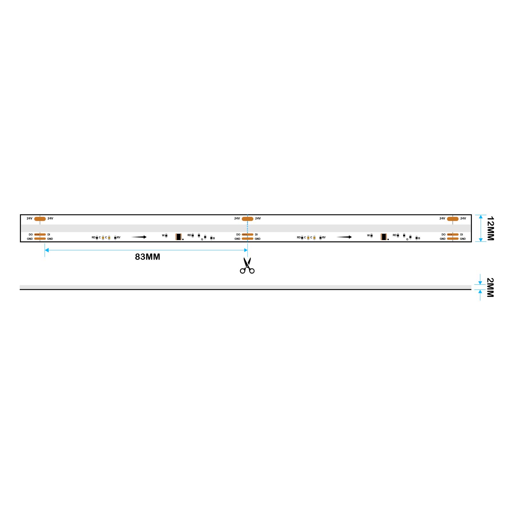  UCS2904 SPI COB RGBW LED Strip Light 24V – 5M Digital Addressable, IP20