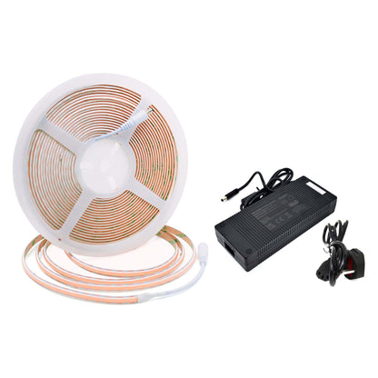  LED COB Strip Light, Seamless, 10M Reel, IP20/IP65, 24V, 1cm/Cut