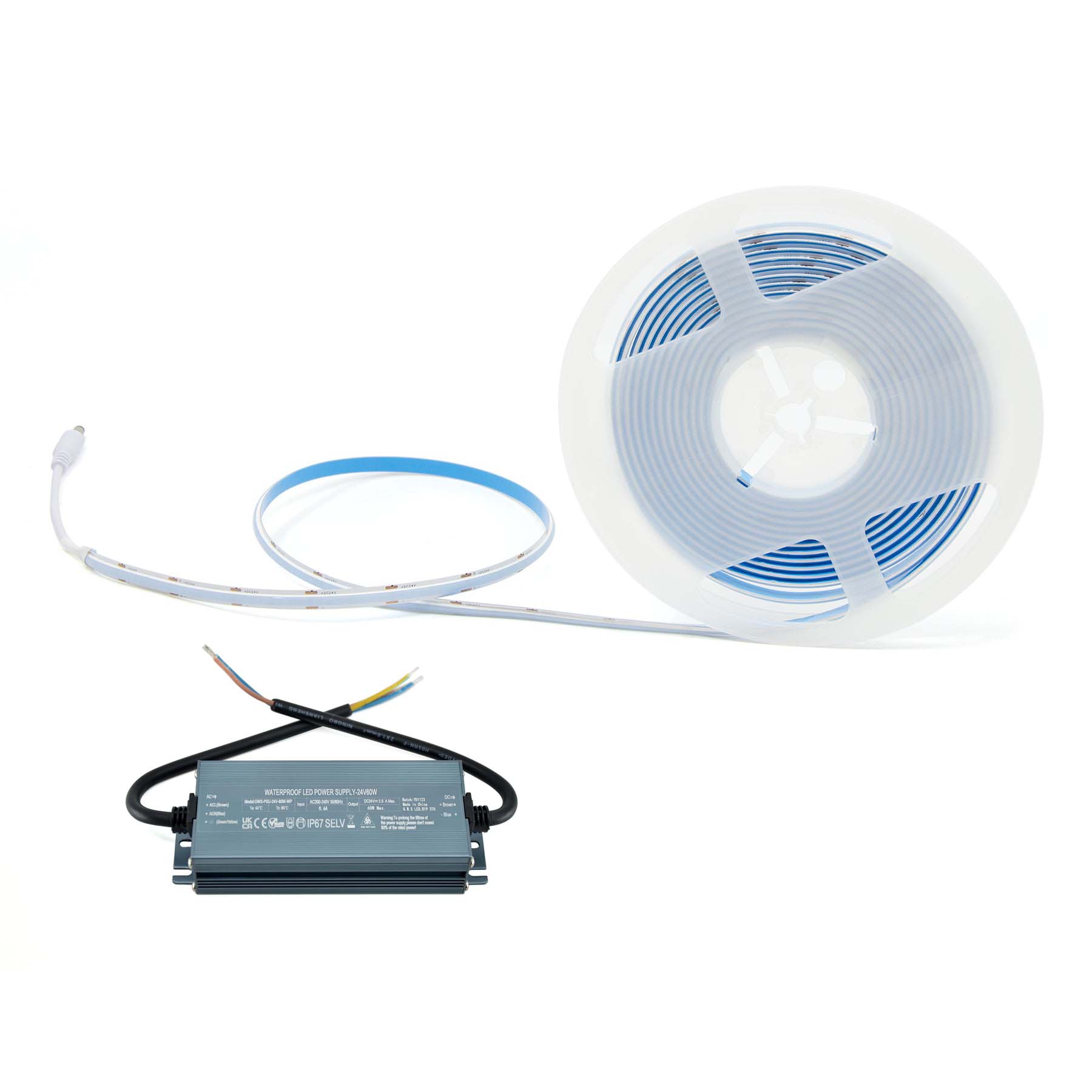  LED COB Strip Light, Seamless, 5M Reel, IP20, 24V, 8mm Wide