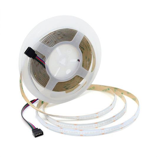  LED COB Strip Light, Seamless, 5M Reel, IP20/IP65, 24V, 10mm/12mm Wide, RGB