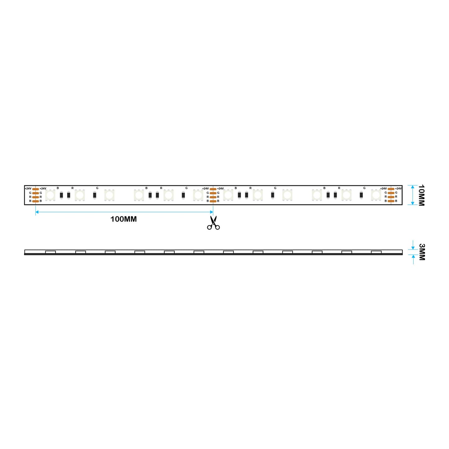  LED 5050 Strip Light, 5M Reel, IP44, 24V, 60 LEDs/M, RGB