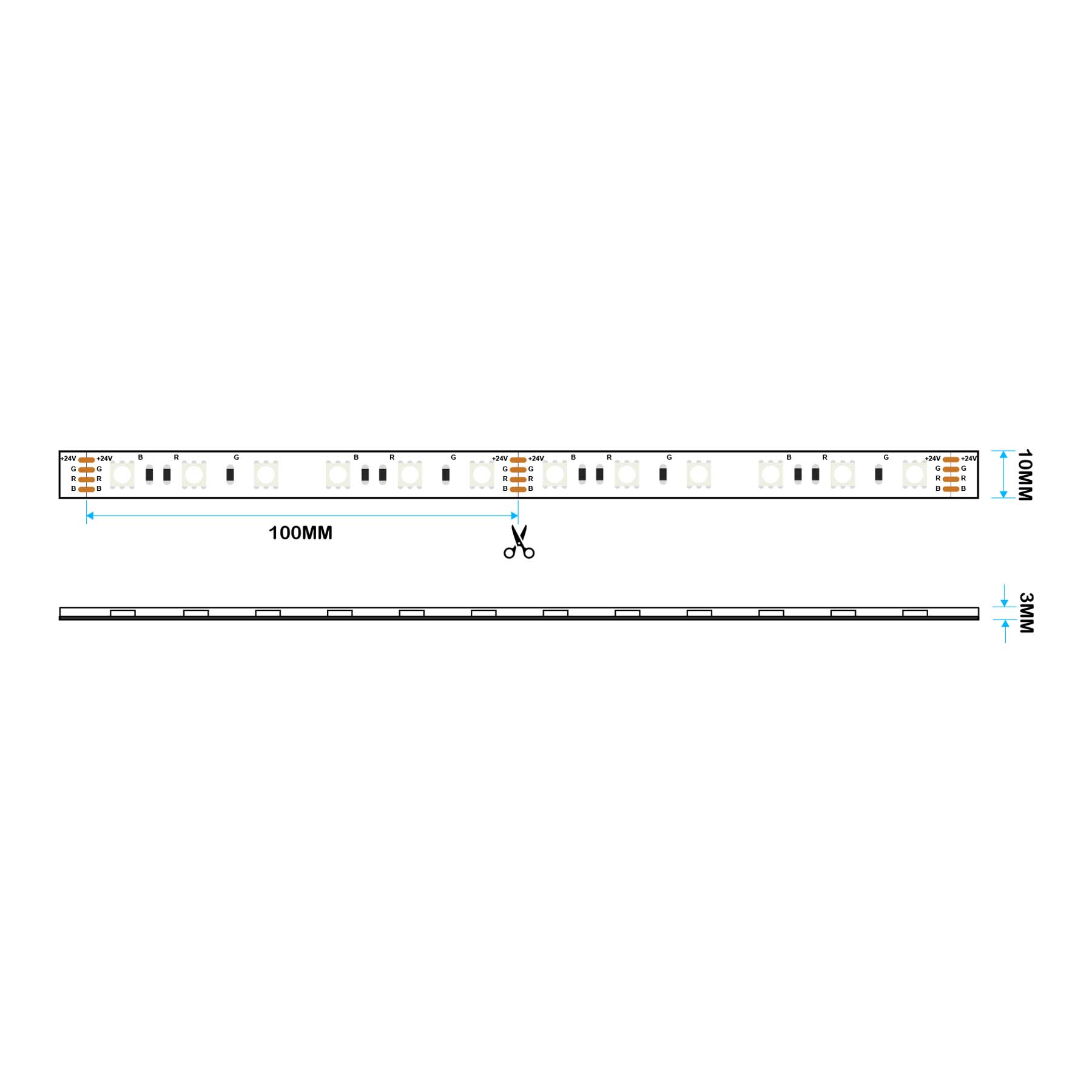  LED 5050 Strip Light, 5M Reel, IP44, 24V, 60 LEDs/M, RGB