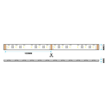  LED 5050 Strip Light, 5M Reel, IP44, 24V, 60 LEDs/M, RGB+White