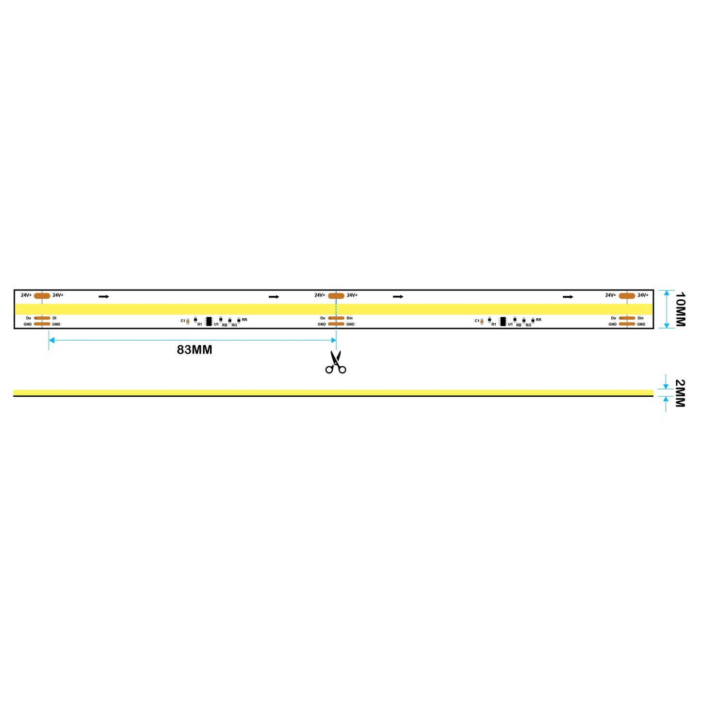  WS2811 COB Flowing Effect LED Strip Light, 24V, 5M Reel, IP20 | Dynamic Running Light
