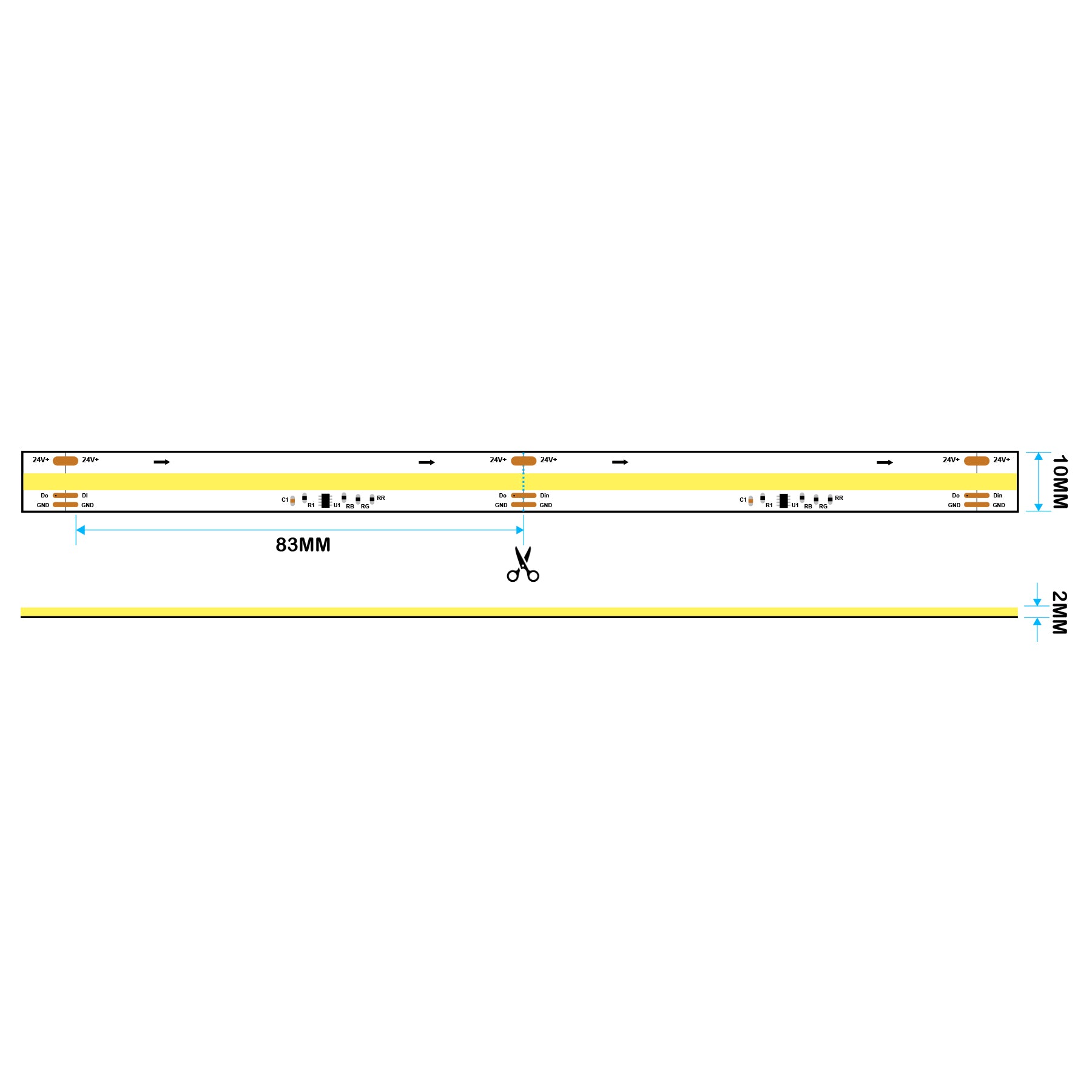  WS2811 COB Flowing Effect LED Strip Light, 24V, 5M Reel, IP20 | Dynamic Running Light