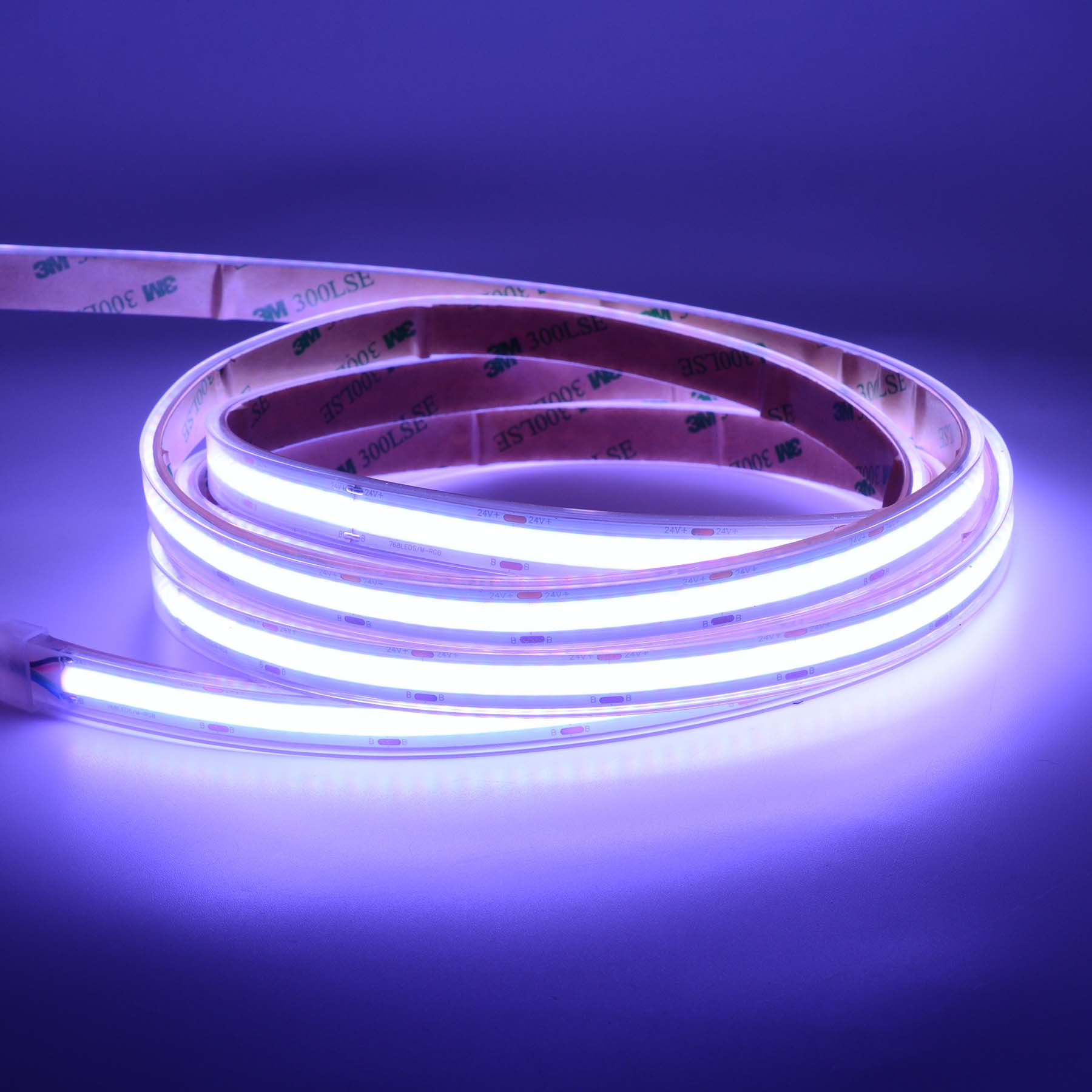  LED COB Strip Light, Seamless, 5M Reel, IP20/IP65, 24V, 10mm/12mm Wide, RGB