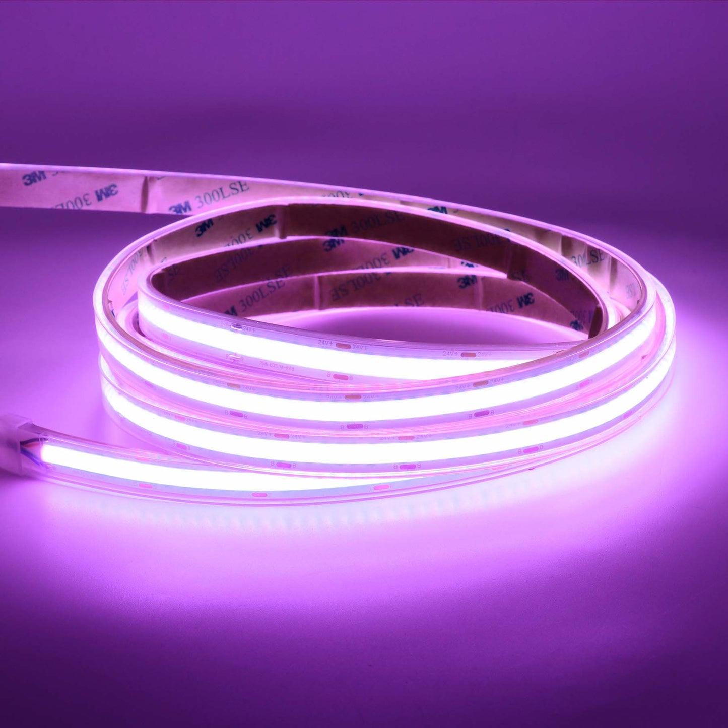  LED COB Strip Light, Seamless, 5M Reel, IP20/IP65, 24V, 10mm/12mm Wide, RGB