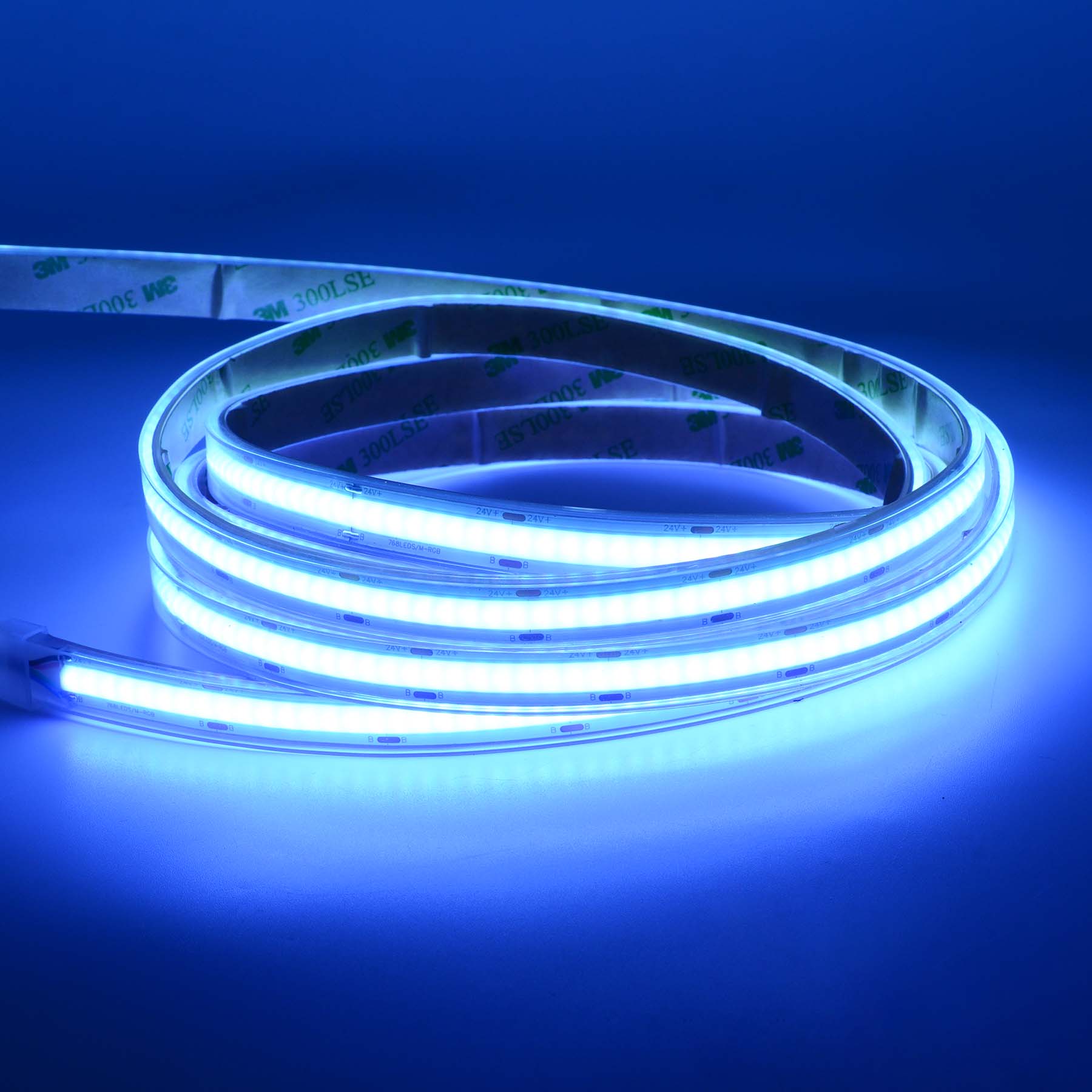  LED COB Strip Light, Seamless, 5M Reel, IP20/IP65, 24V, 10mm/12mm Wide, RGB
