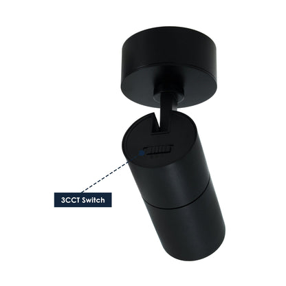  Black Dimmable LED Surface Mounted Spotlight 3CCT