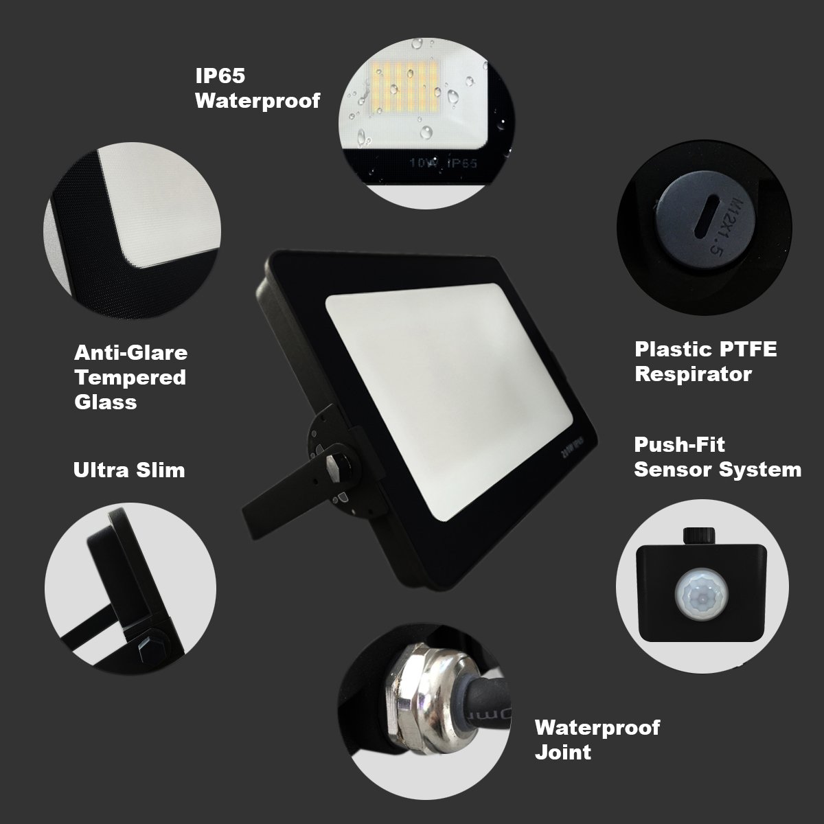  Infinity Black Casing LED Flood Light With PIR Motion Sensor