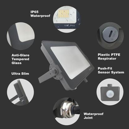  Infinity Grey Casing Tri-Colour LED Flood Light With PIR Motion Sensor