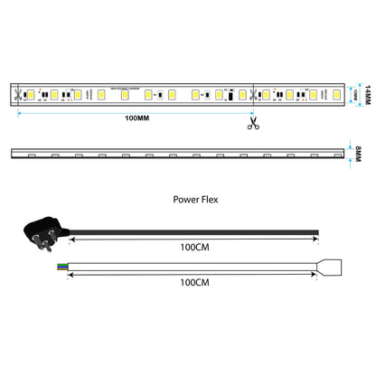  LED 2835 AC Strip Light, IP65, 220V-240V