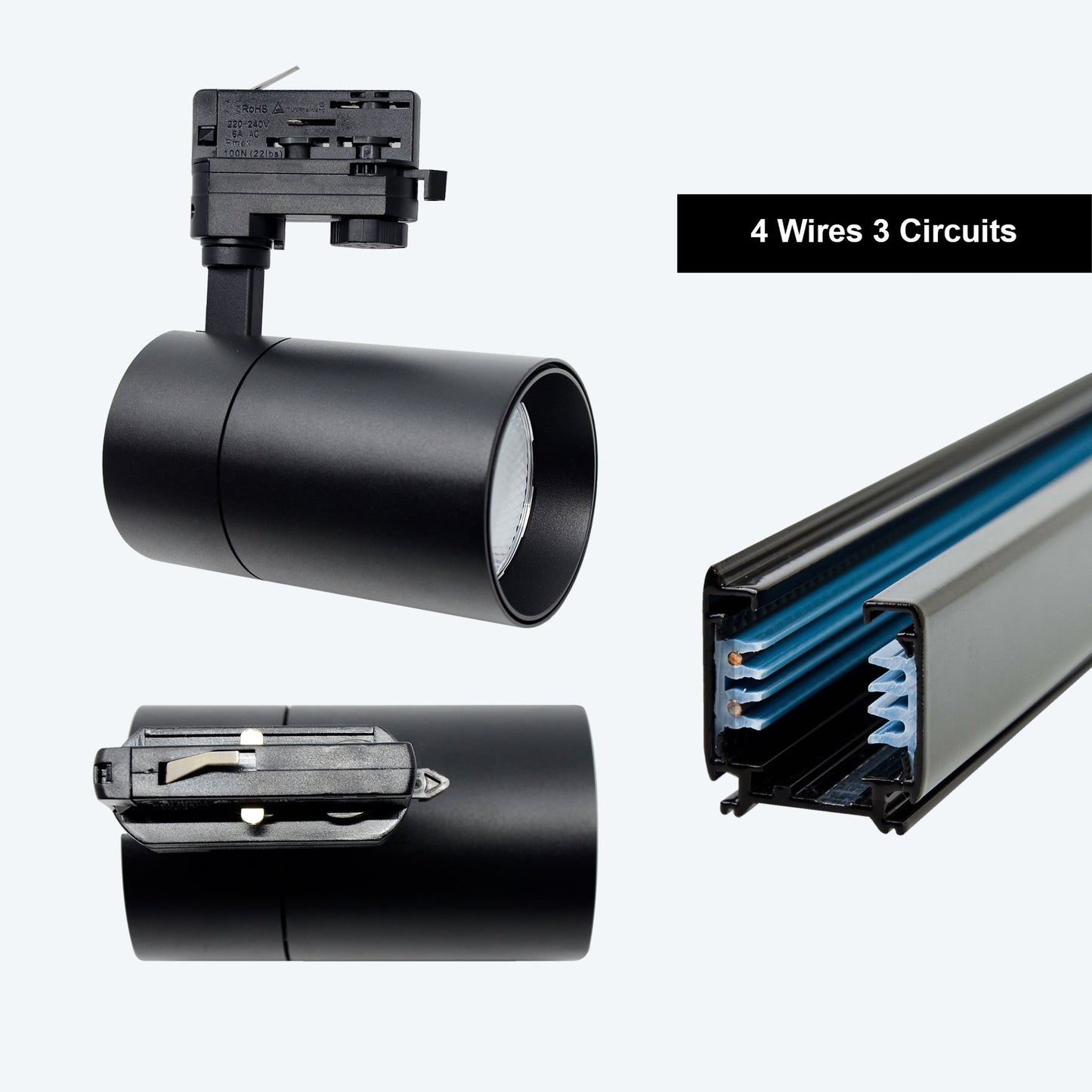  White Dimmable LED Track Spotlight 3CCT