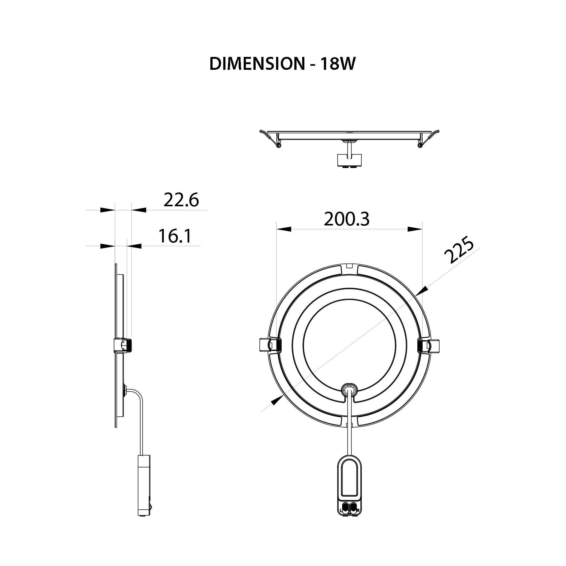  LED Slim Panel Light Round Recessed 3CCT IP54