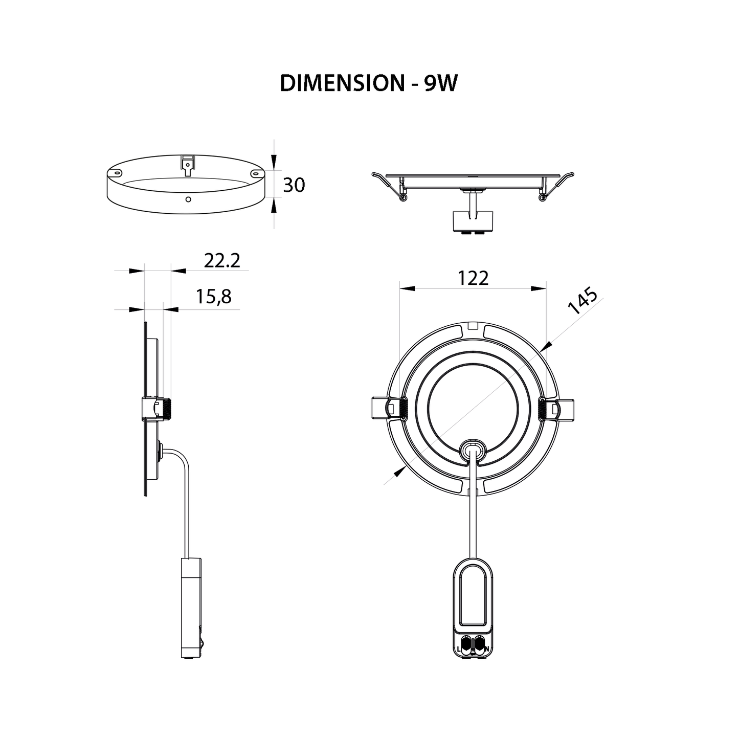  LED Panel Light Round Surface Mounted 3CCT IP54