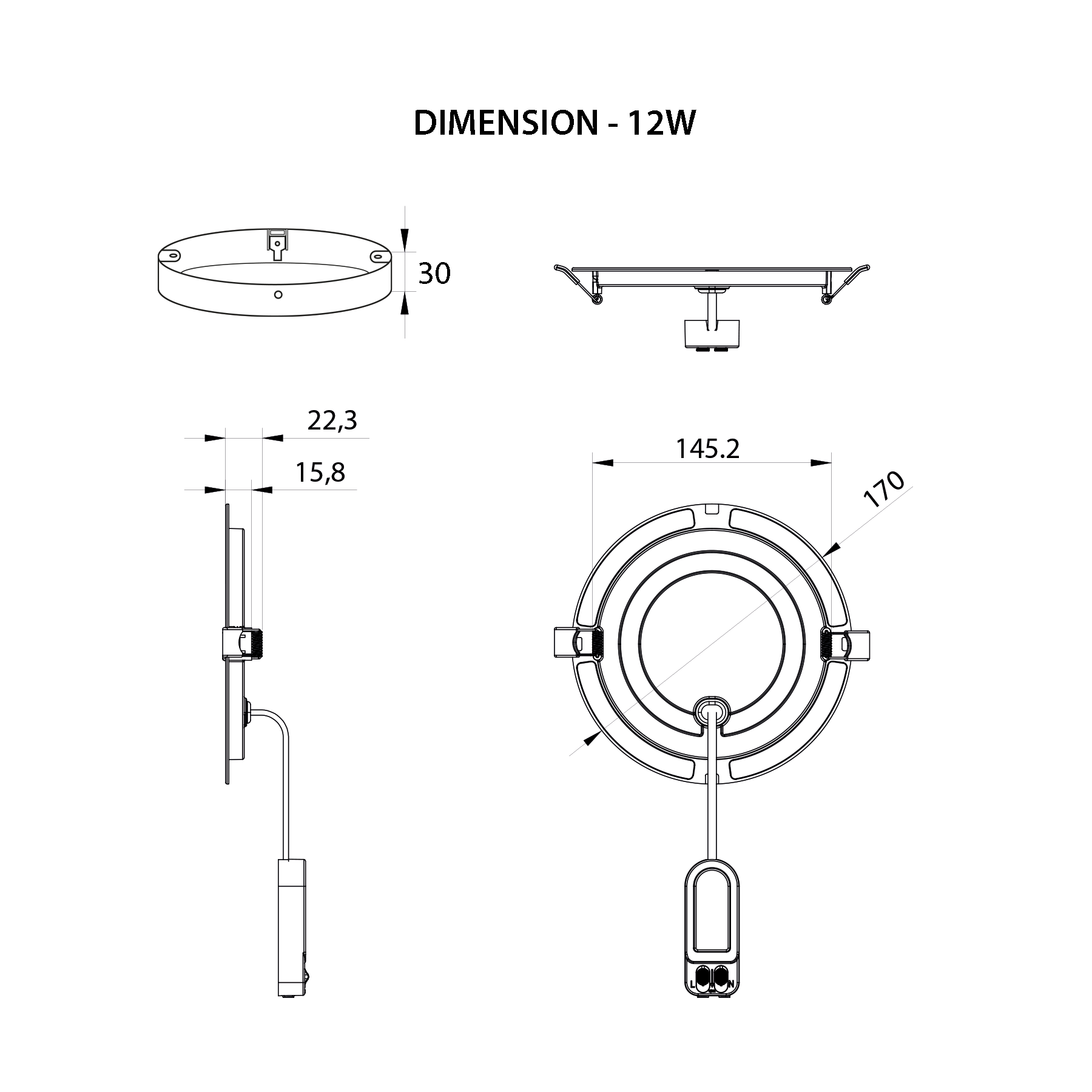  LED Panel Light Round Surface Mounted 3CCT IP54