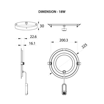  LED Panel Light Round Surface Mounted 3CCT IP54