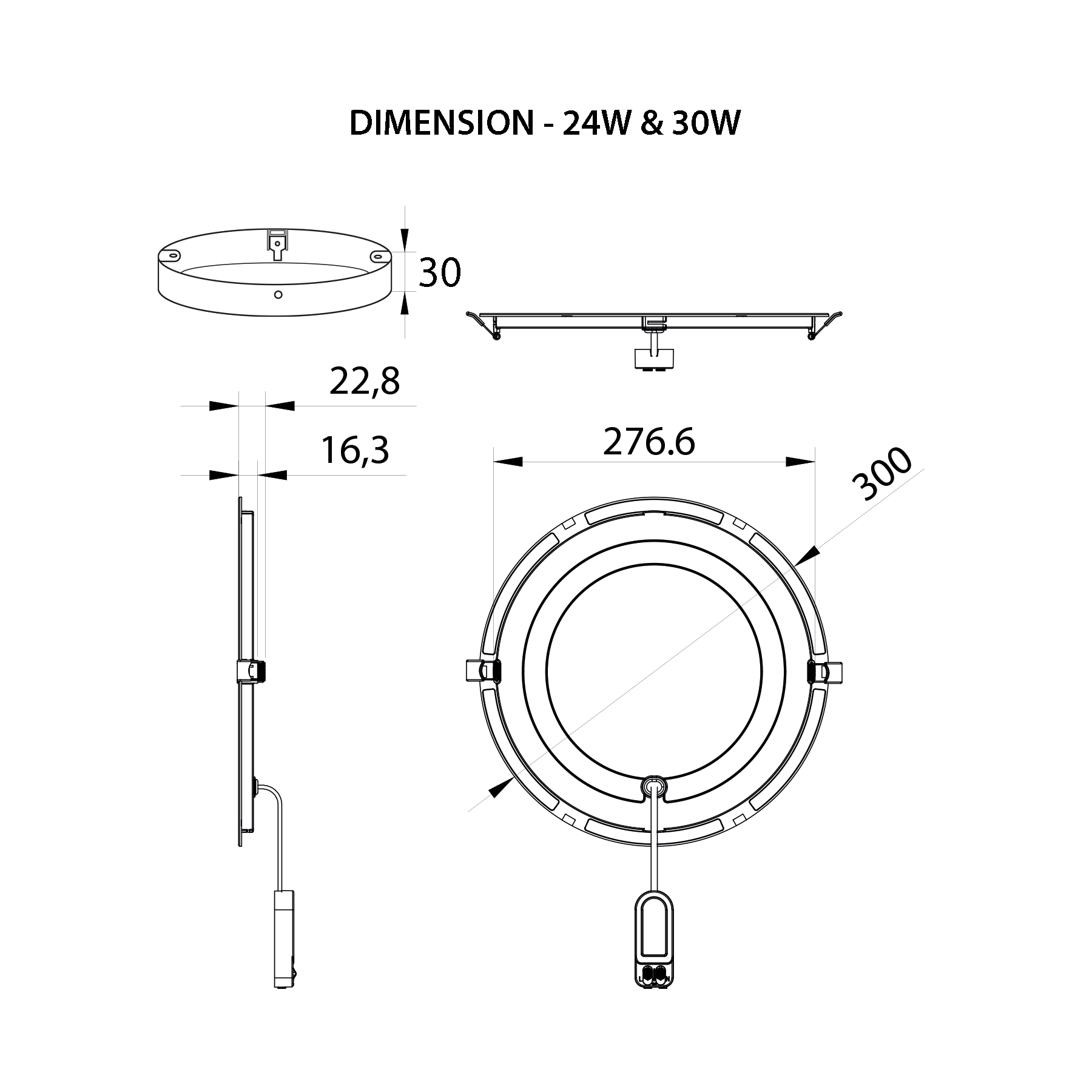 LED Panel Light Round Surface Mounted 3CCT IP54