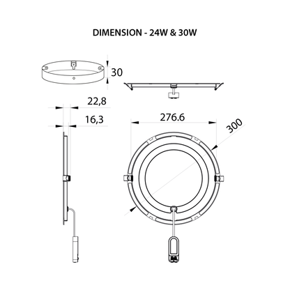  LED Panel Light Round Surface Mounted 3CCT IP54