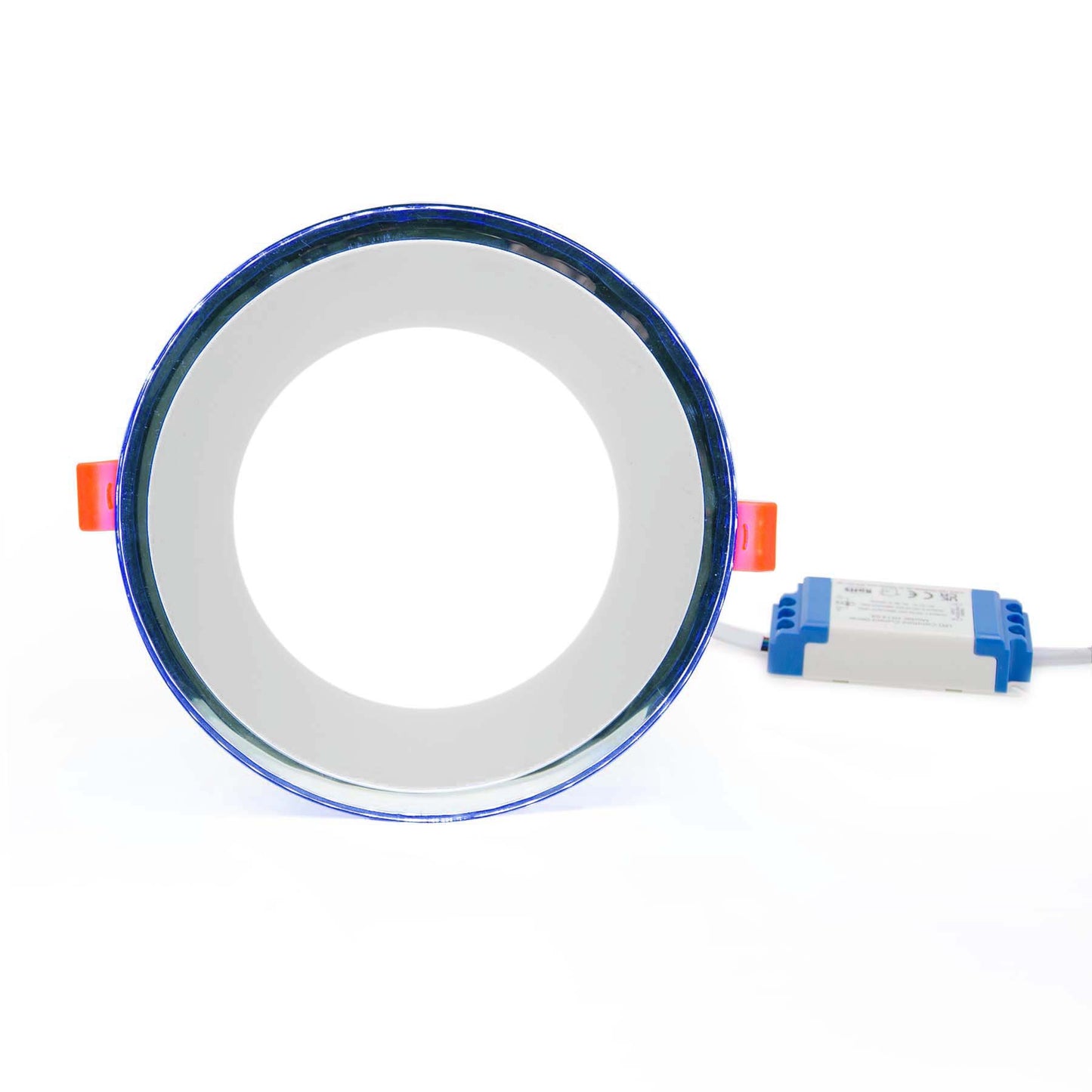  Recessed Round Chrome Mirror Blue Edge Lit LED Panel Light