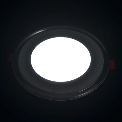  Recessed Round Chrome Mirror Blue Edge Lit LED Panel Light