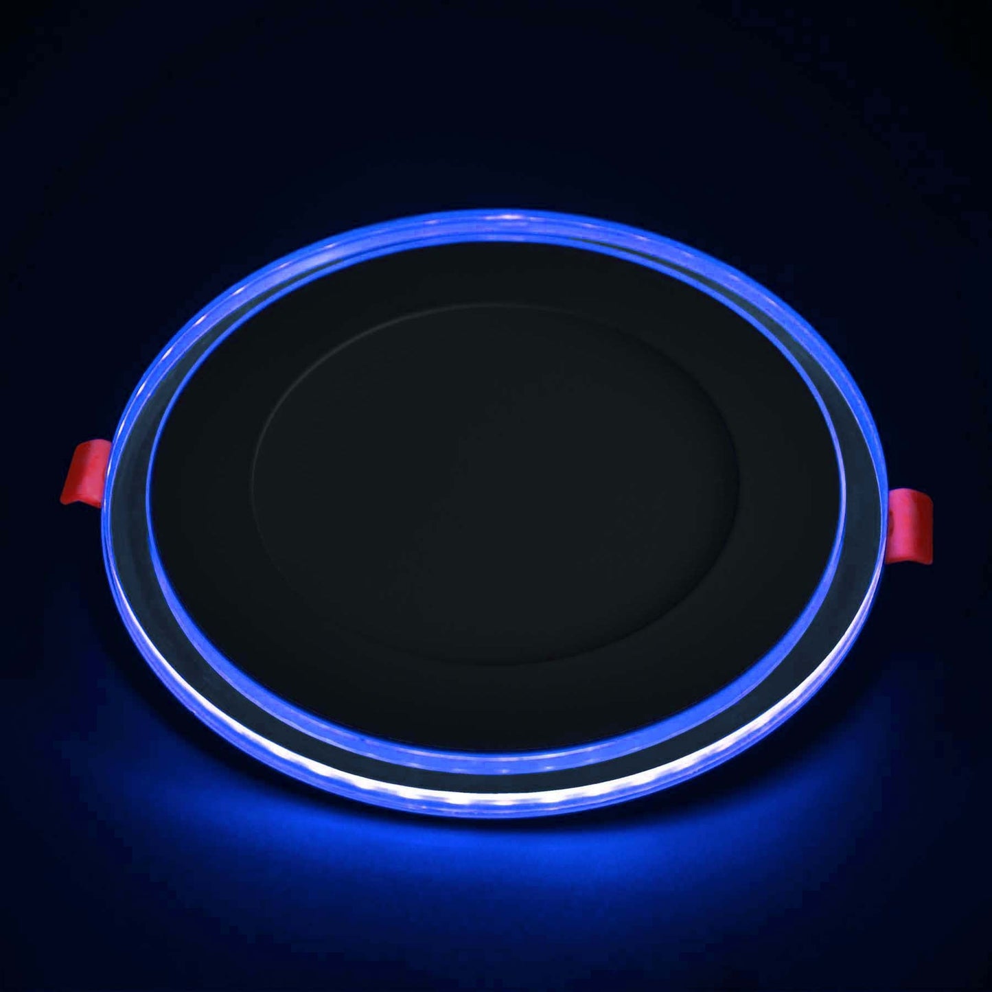  Recessed Round Chrome Mirror Blue Edge Lit LED Panel Light
