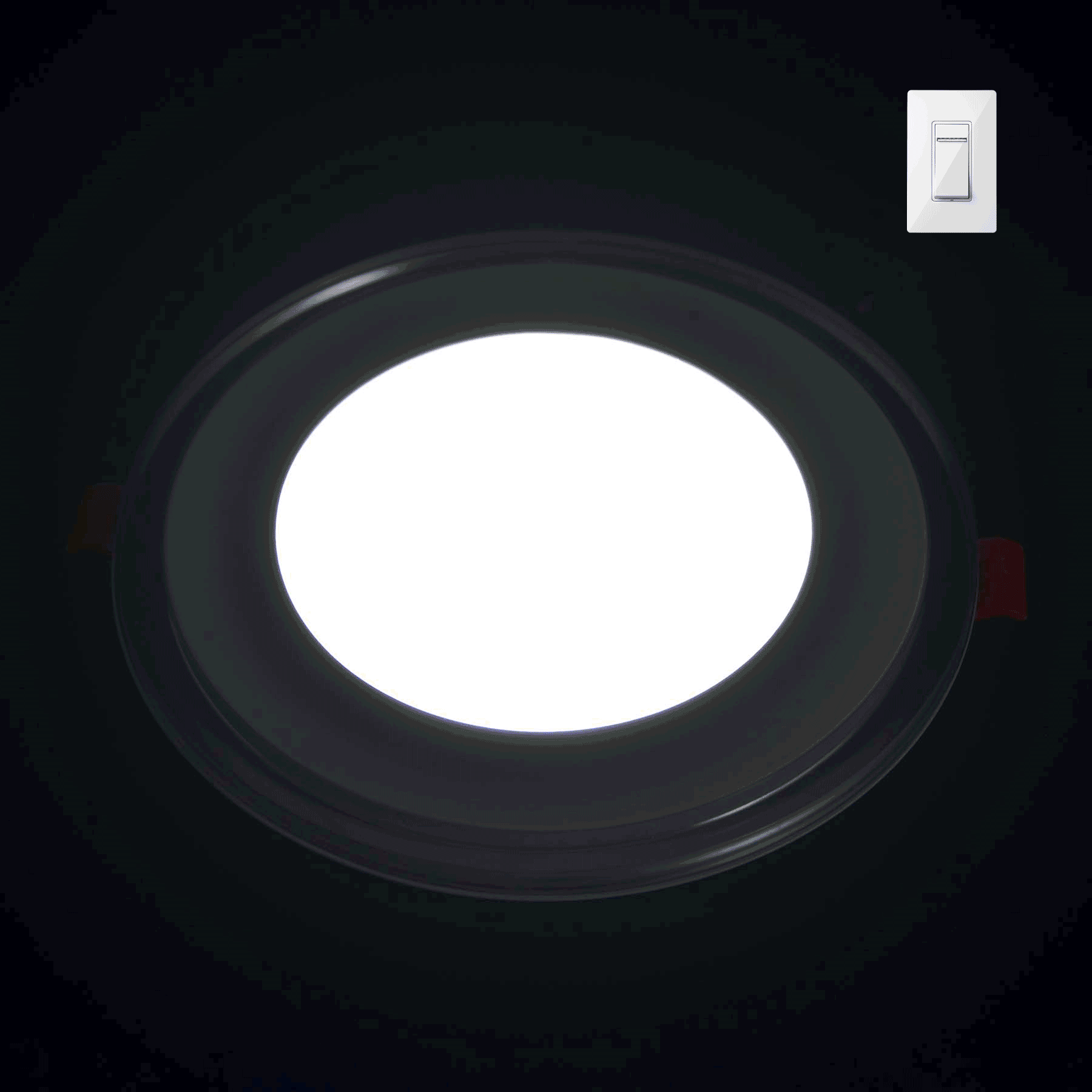  Recessed Round Chrome Mirror Blue Edge Lit LED Panel Light