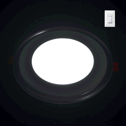  Recessed Round Chrome Mirror Blue Edge Lit LED Panel Light