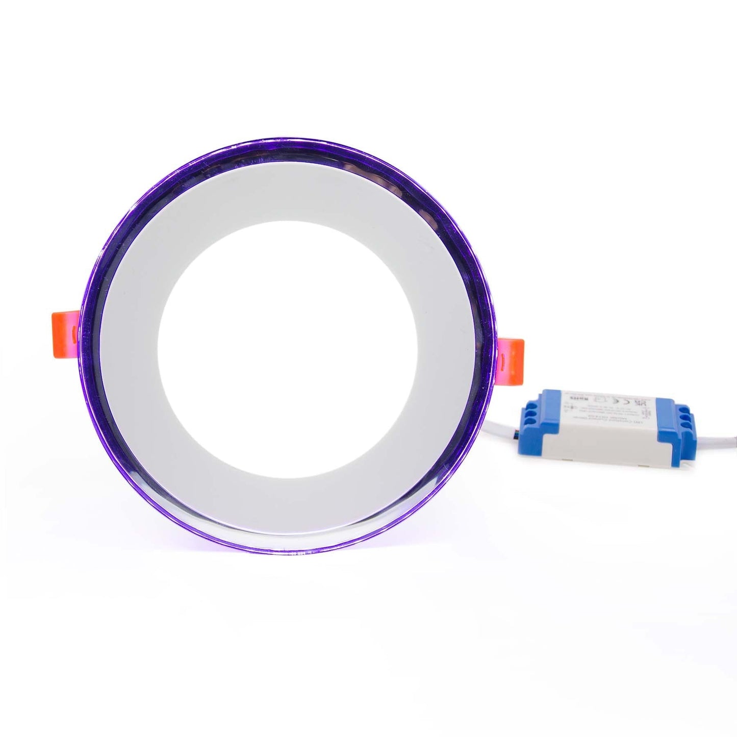  Recessed Round Chrome Mirror Purple Edge Lit LED Panel Light