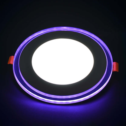  Recessed Round Chrome Mirror Purple Edge Lit LED Panel Light