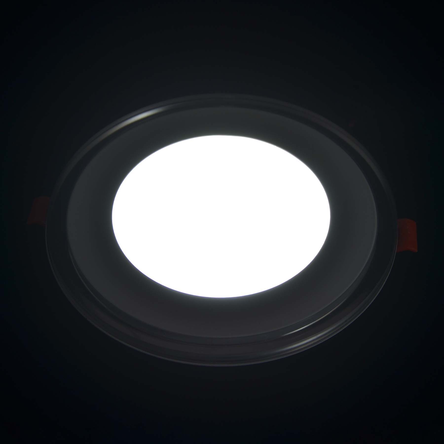  Recessed Round Chrome Mirror Purple Edge Lit LED Panel Light