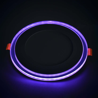  Recessed Round Chrome Mirror Purple Edge Lit LED Panel Light