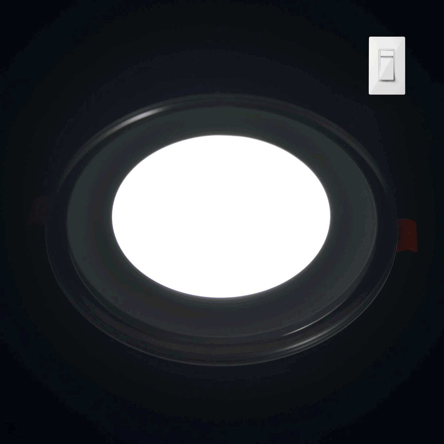  Recessed Round Chrome Mirror Purple Edge Lit LED Panel Light