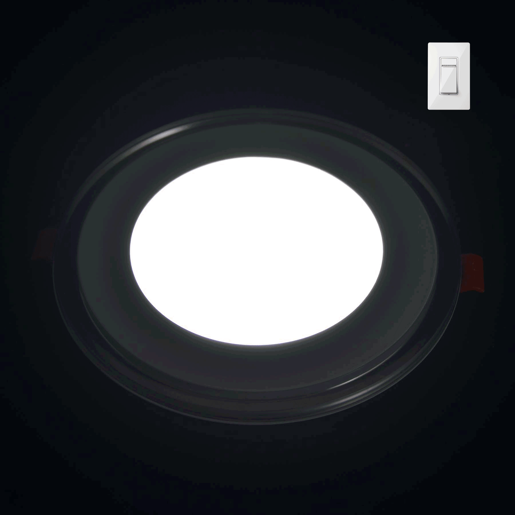  Recessed Round Chrome Mirror Purple Edge Lit LED Panel Light