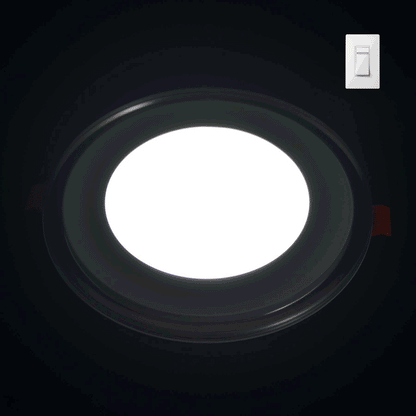  Recessed Round Chrome Mirror Purple Edge Lit LED Panel Light