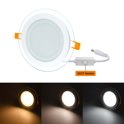  Recessed Round Crystal Glass Edge LED Panel Light