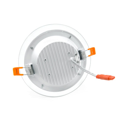  Recessed Round Crystal Glass Edge LED Panel Light Triple Cycles