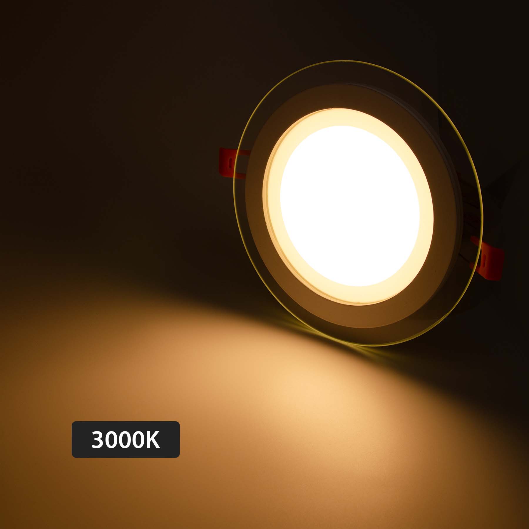  Recessed Round Crystal Glass Edge LED Panel Light Triple Cycles
