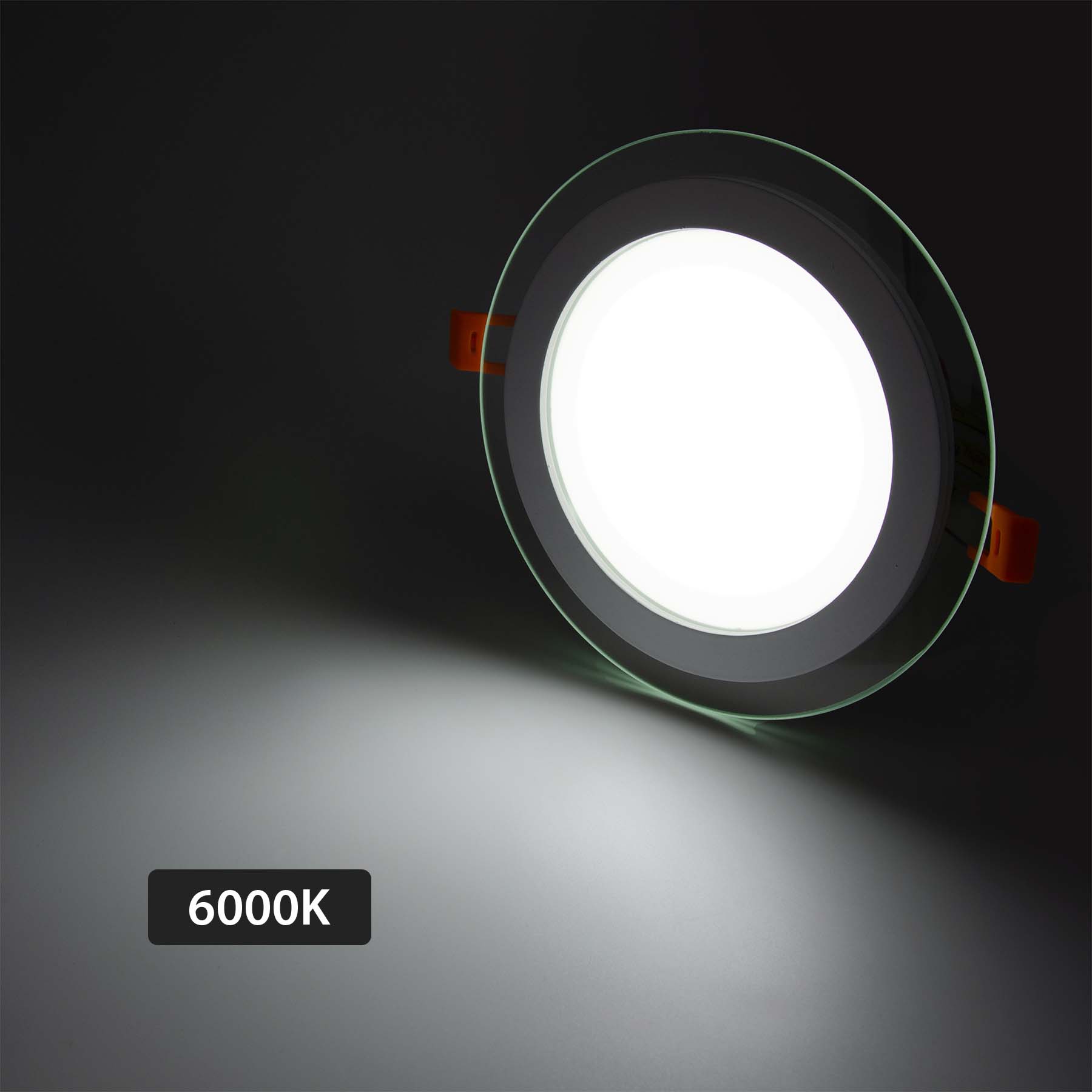  Recessed Round Crystal Glass Edge LED Panel Light Triple Cycles