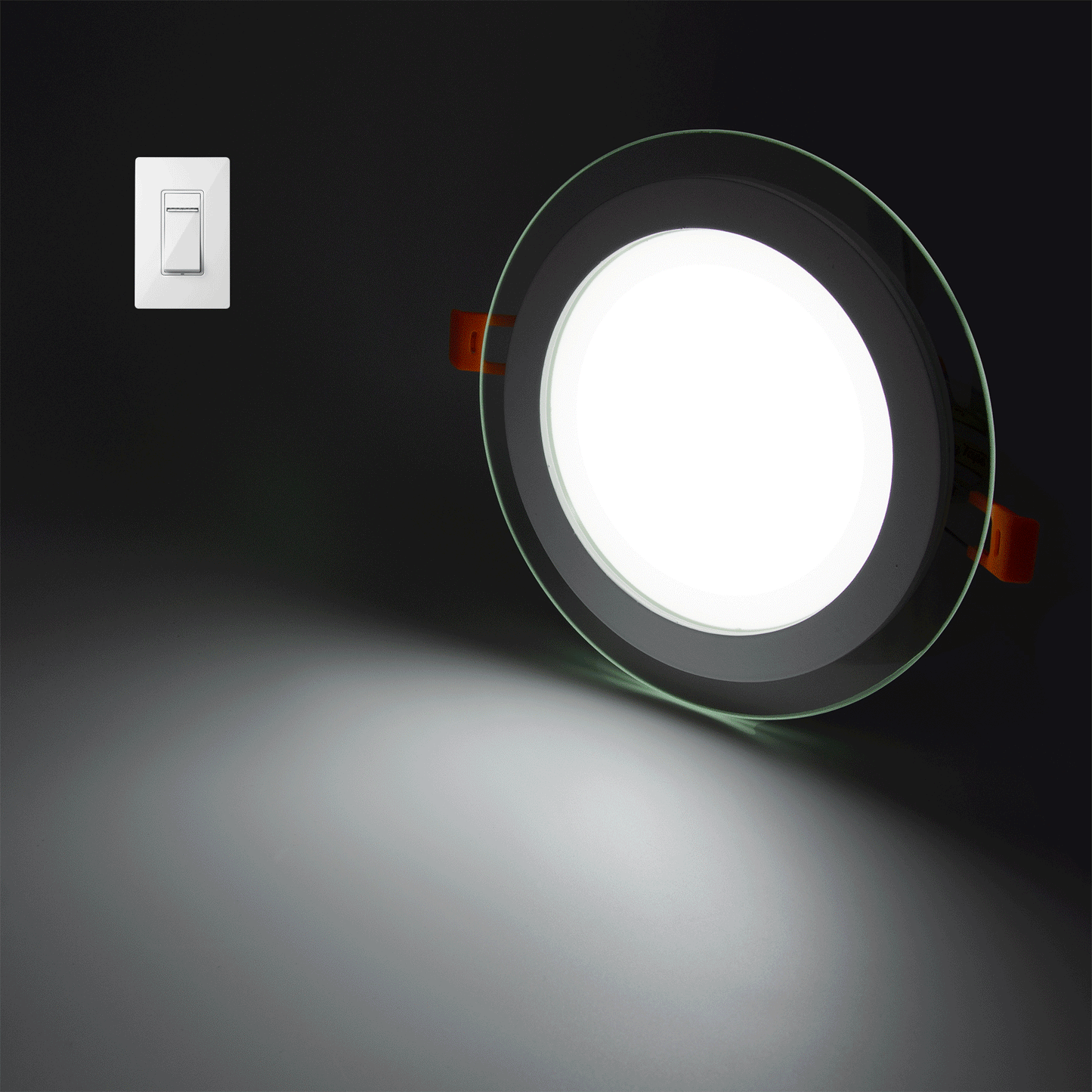  Recessed Round Crystal Glass Edge LED Panel Light Triple Cycles