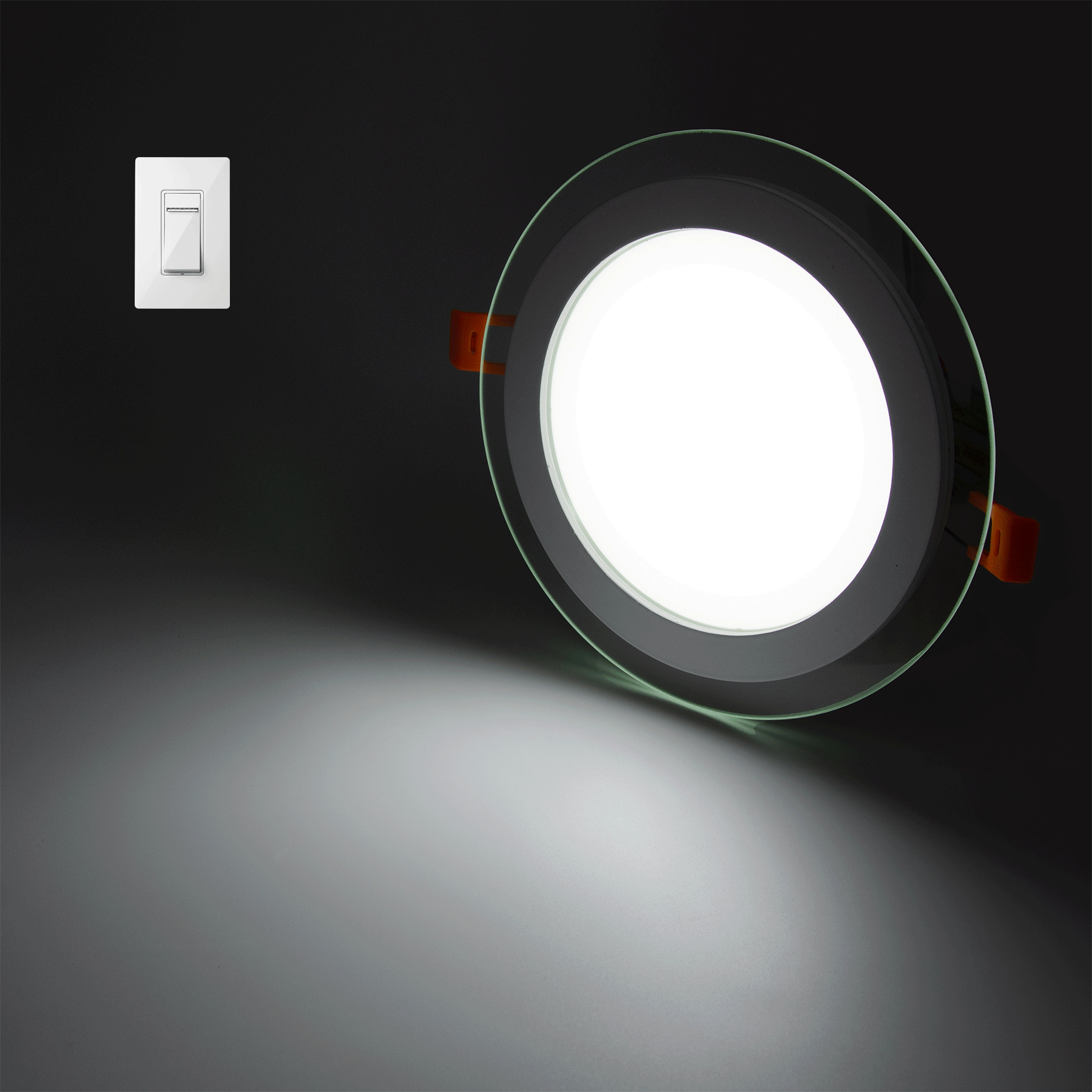  Recessed Round Crystal Glass Edge LED Panel Light Triple Cycles