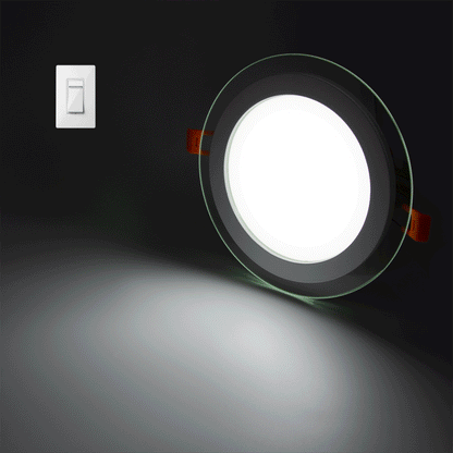  Recessed Round Crystal Glass Edge LED Panel Light Triple Cycles