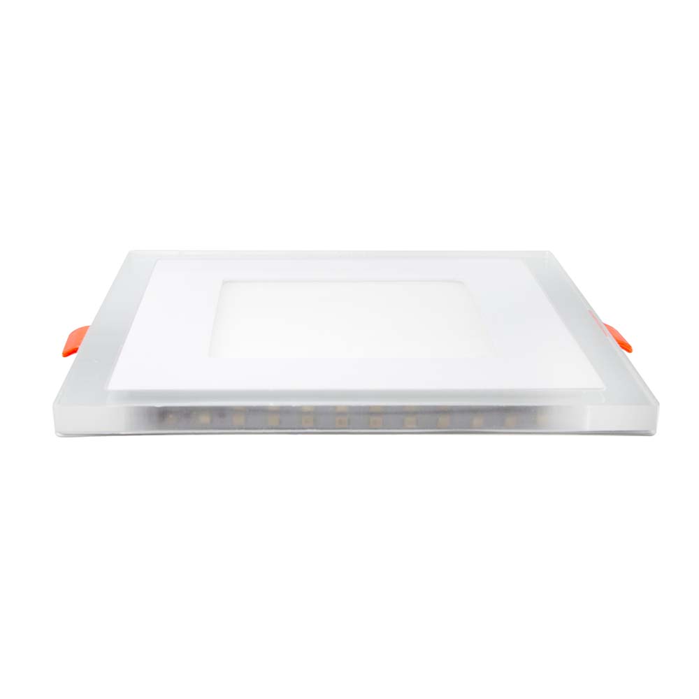  Recessed Square Chrome Mirror Blue Edge Lit LED Panel Light