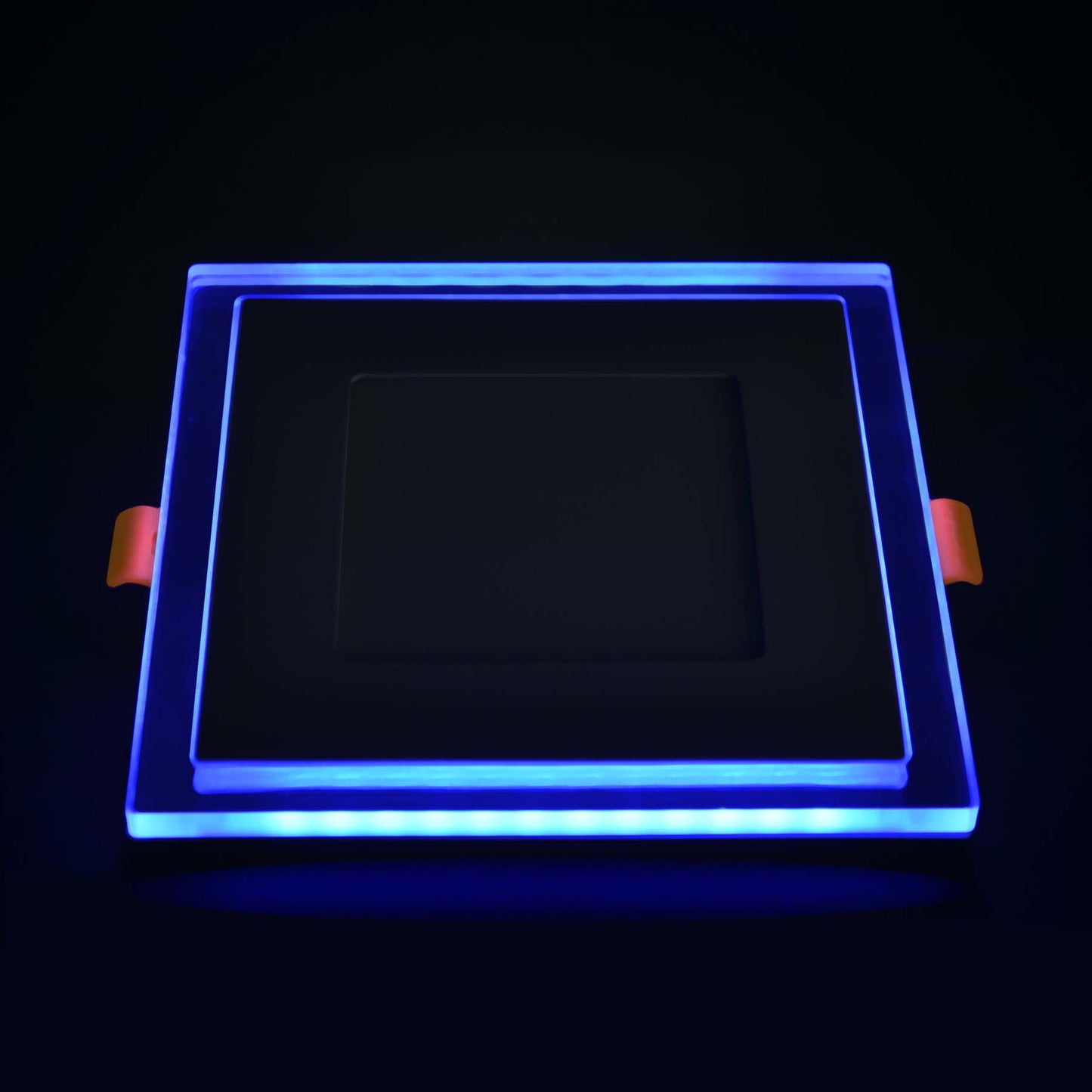  Recessed Square Chrome Mirror Blue Edge Lit LED Panel Light